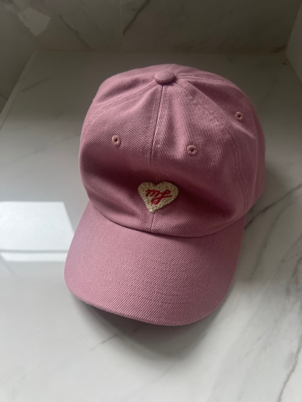 Pink Baseball Cap with Heart Patch